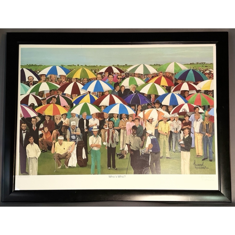 Framed 18x24 Hummel-Marconi "Who's Who" Pencil Signed Golf Art Print 1998 EUC